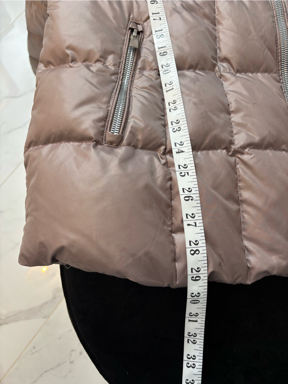 Long Quilted Puffer Coat in Light Taupe - Womens - Picture 15 of 15